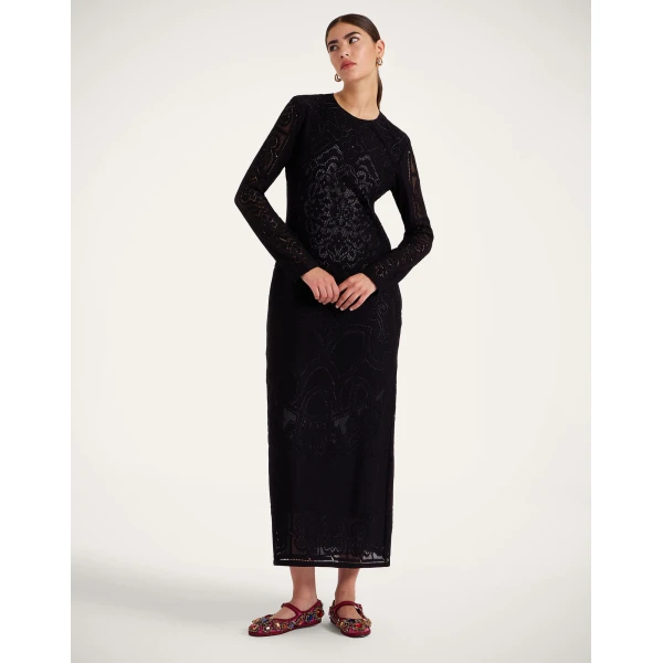 La Double J Lacey Swing Dress in Solid Black, view 2