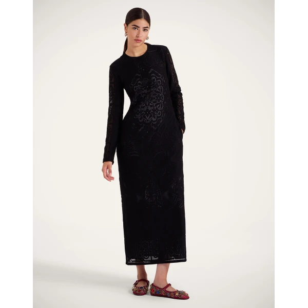 La Double J Lacey Swing Dress in Solid Black, view 4