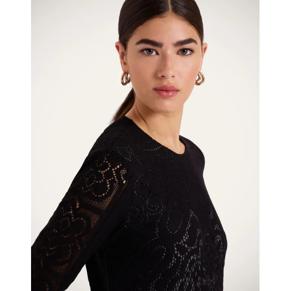 La Double J Lacey Swing Dress in Solid Black, view 6