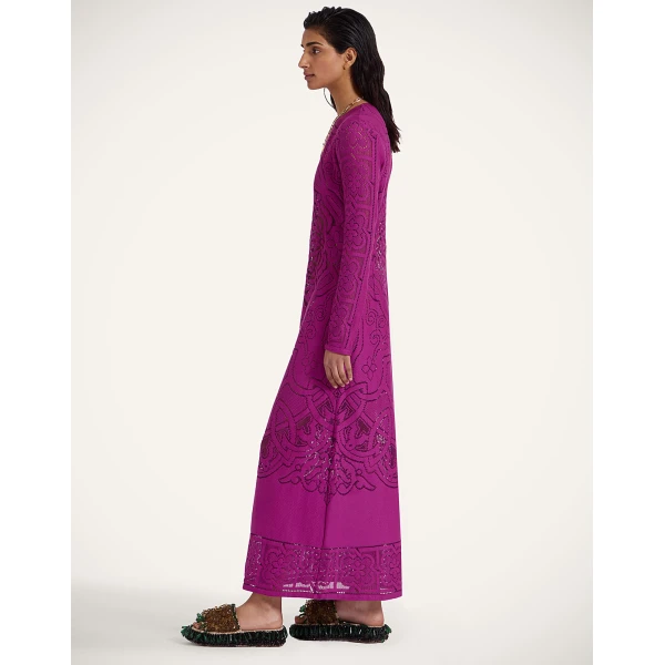 La Double J Lacey Swing Dress in Solid Purple, view 4