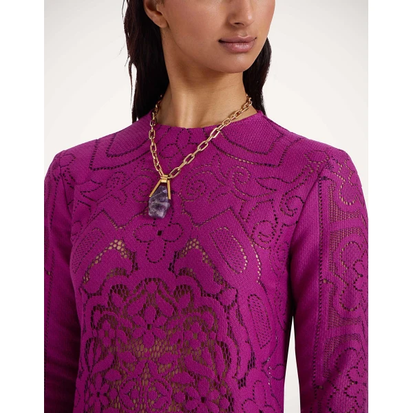 La Double J Lacey Swing Dress in Solid Purple, view 5