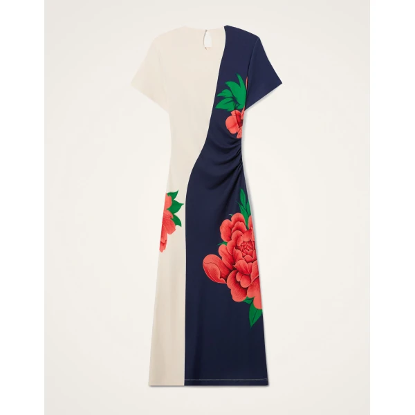 La Double J Lela Dress in Queen Peony Placée Blue, view 5