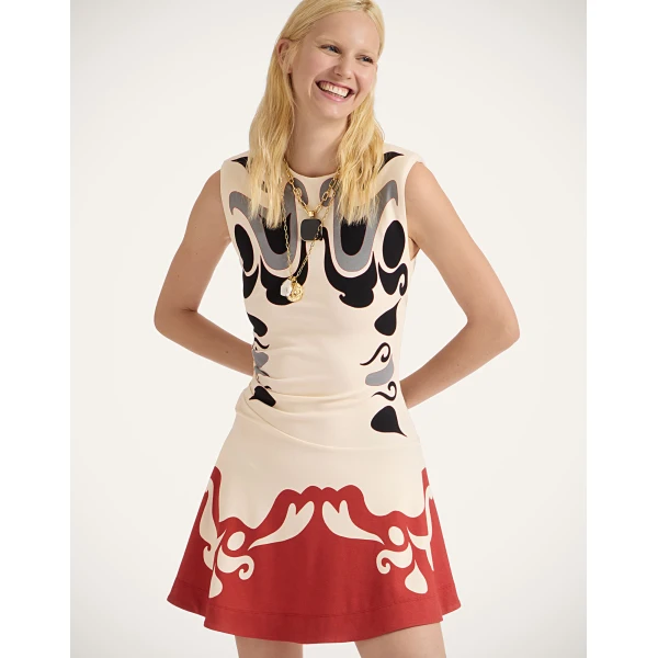 La Double J Lela Mini Dress in Phoenix Placée Ivory, view 4