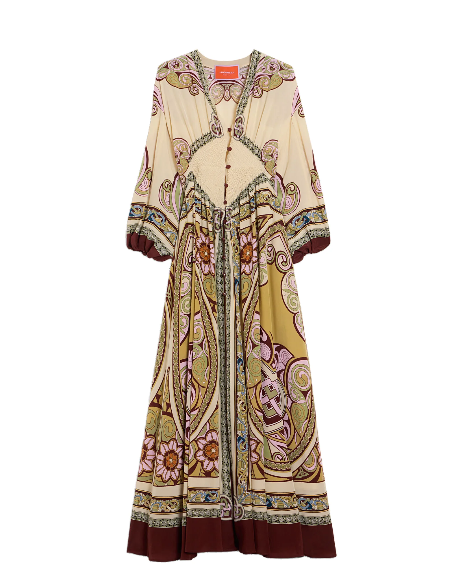 La DoubleJ Long Camerino Dress in Kells Placée Light Green - Dresses - Milanese Maximalist Fashion at Luxury Shoes La Double J Long Camerino Dress in Kells Placée Light Green