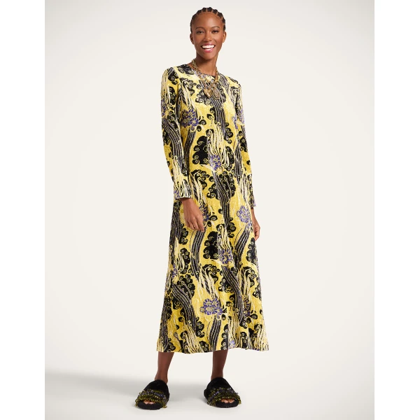 La Double J Long Sleeve Swing Dress in Atlantis Yellow, view 2