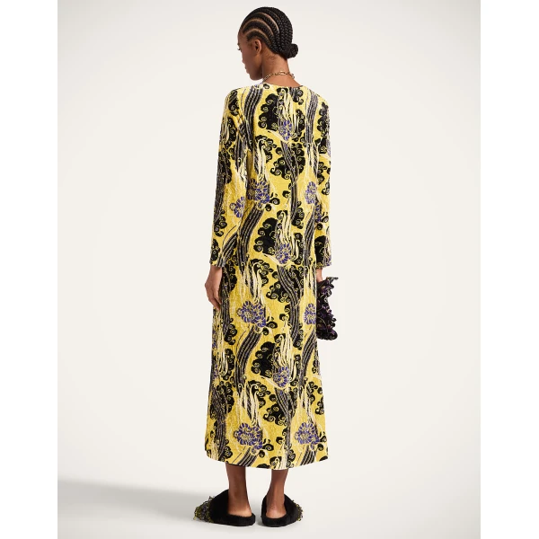 La Double J Long Sleeve Swing Dress in Atlantis Yellow, view 3
