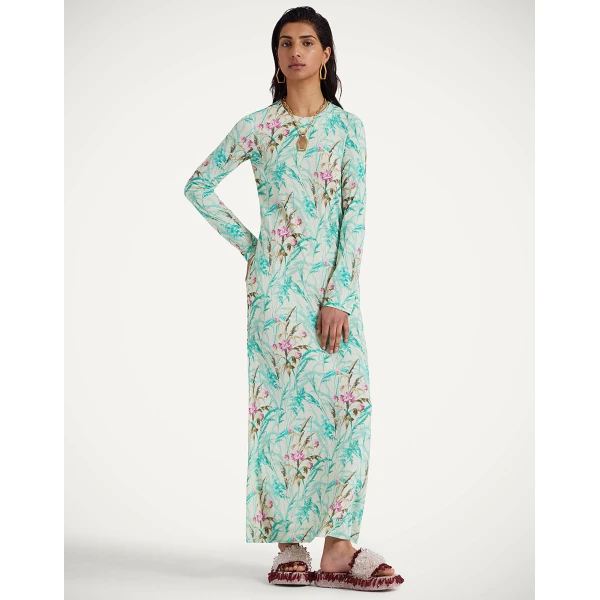 La Double J Long Sleeve Swing Dress in Heath Mint, view 2