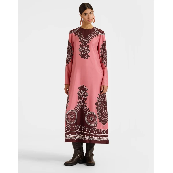La Double J Long Sleeve Swing Dress in Oltrarno Placée Pink, view 2