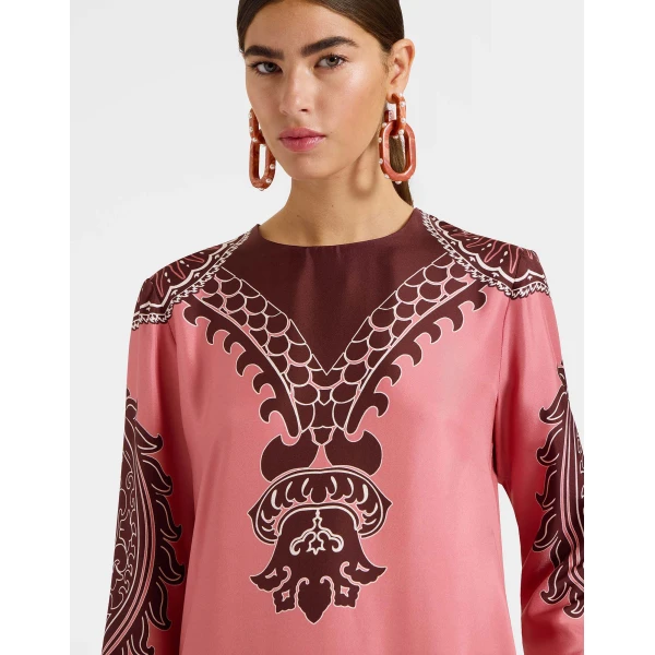 La Double J Long Sleeve Swing Dress in Oltrarno Placée Pink, view 5