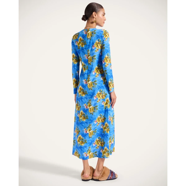 La Double J Long Sleeve Swing Dress in Riptide Light Blue, view 3