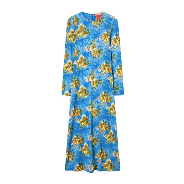 La Double J Long Sleeve Swing Dress in Riptide Light Blue