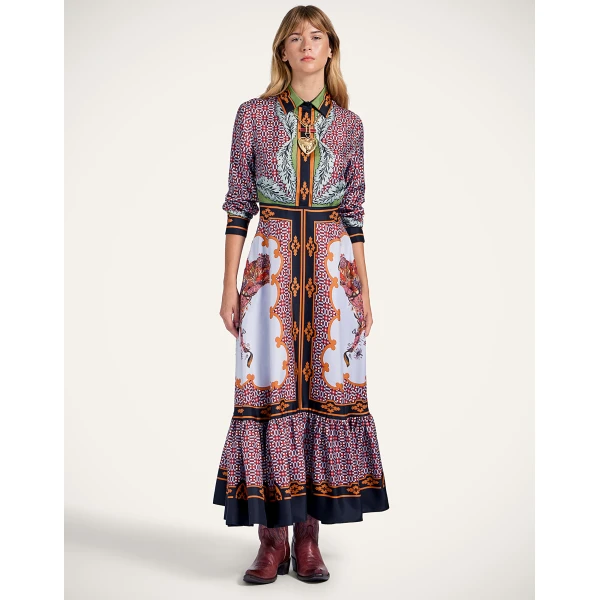 La Double J Long Sleeves San Pietro Dress in Mariposa Placée Celeste, view 2