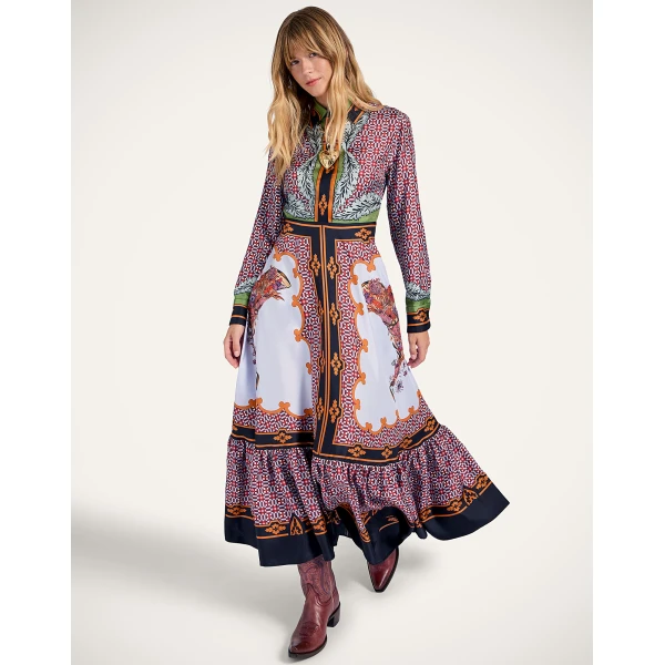 La Double J Long Sleeves San Pietro Dress in Mariposa Placée Celeste, view 4