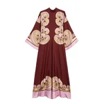 La DoubleJ Magnifico Dress in Kells Swirl Placée Burgundy - Dresses - Milanese Maximalist Fashion at Luxury Shoes La Double J Magnifico Dress in Kells Swirl Placée Burgundy