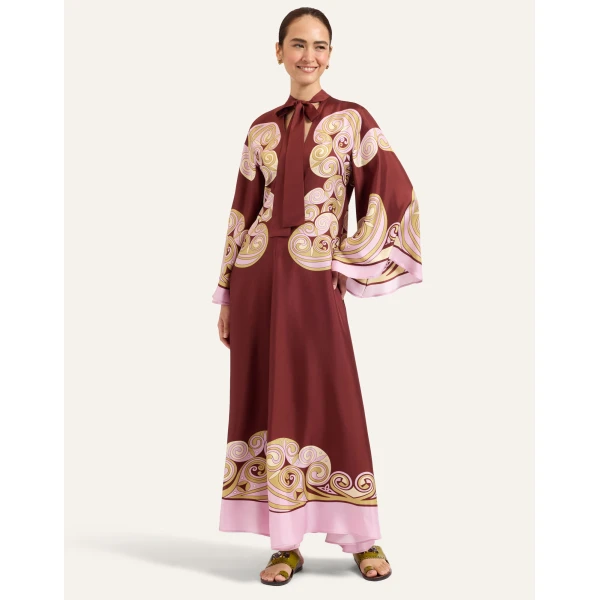 La Double J Magnifico Dress in Kells Swirl Placée Burgundy, view 4