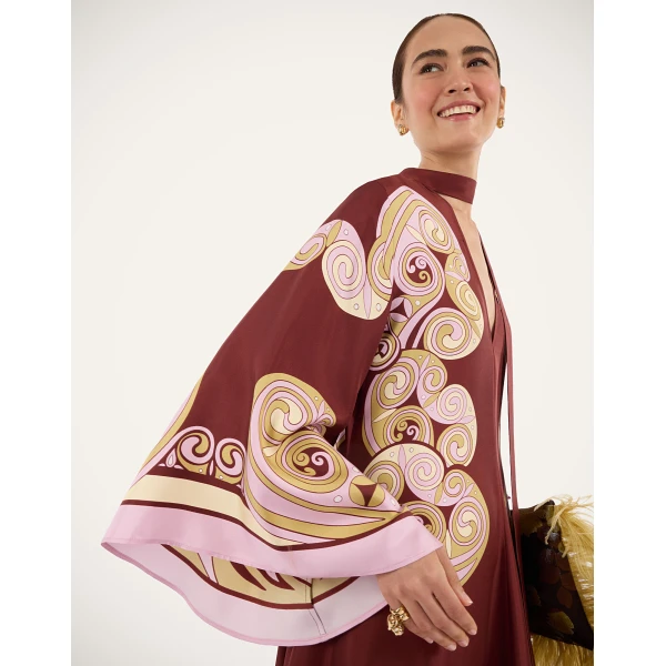 La Double J Magnifico Dress in Kells Swirl Placée Burgundy, view 5