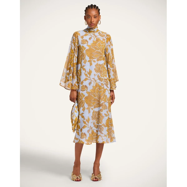La Double J Magnifico Midi Dress in Tangle Light Blue, view 4