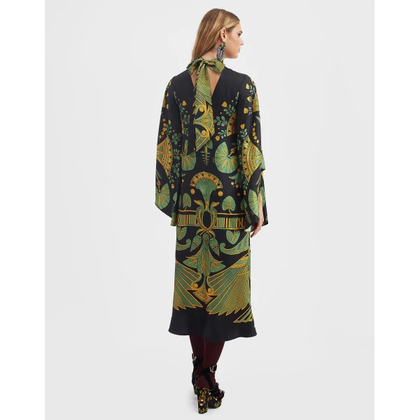 La Double J Magnifico Midi Dress in The Nile Placée Black, view 2