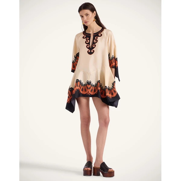 La Double J Malibu Mini Dress in Pacific Placée Dark Orange, view 2