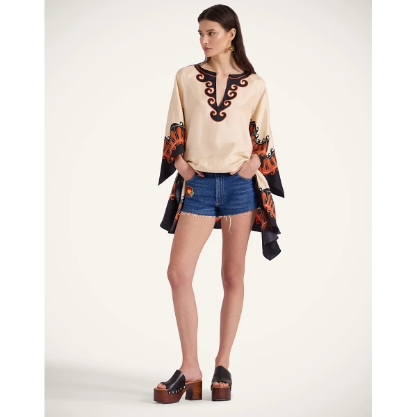 La Double J Malibu Mini Dress in Pacific Placée Dark Orange, view 4