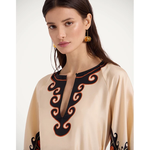 La Double J Malibu Mini Dress in Pacific Placée Dark Orange, view 5