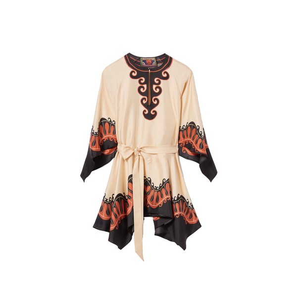 La Double J Malibu Mini Dress in Pacific Placée Dark Orange