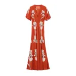 La Double J Marlene Dress in Iris Placée Dark Orange