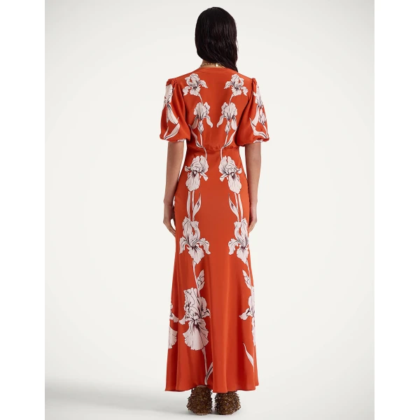La Double J Marlene Dress in Iris Placée Dark Orange, view 3