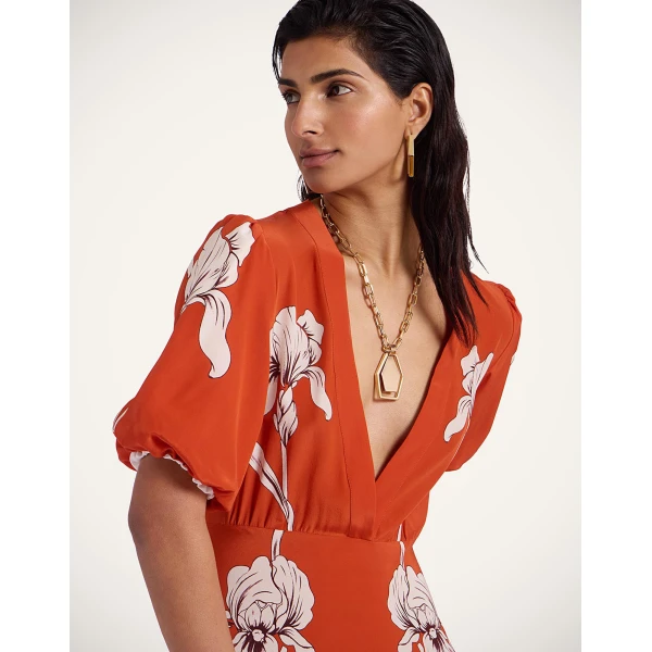 La Double J Marlene Dress in Iris Placée Dark Orange, view 4