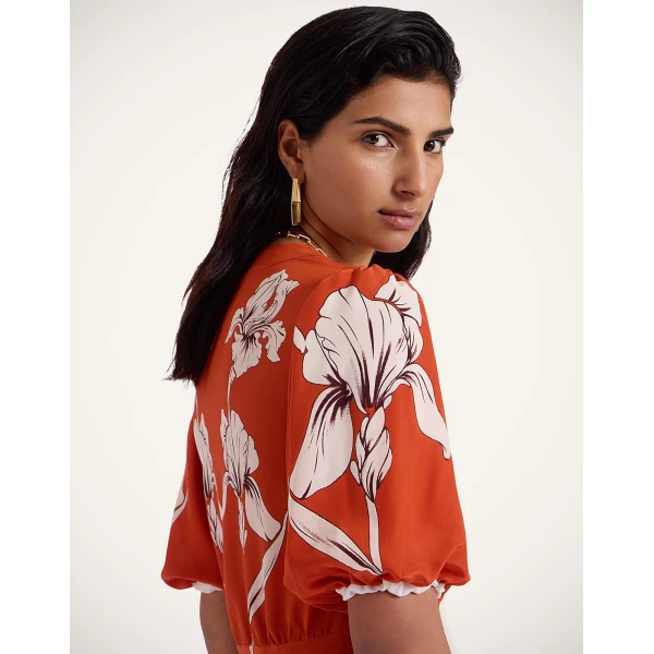 La Double J Marlene Dress in Iris Placée Dark Orange, view 5