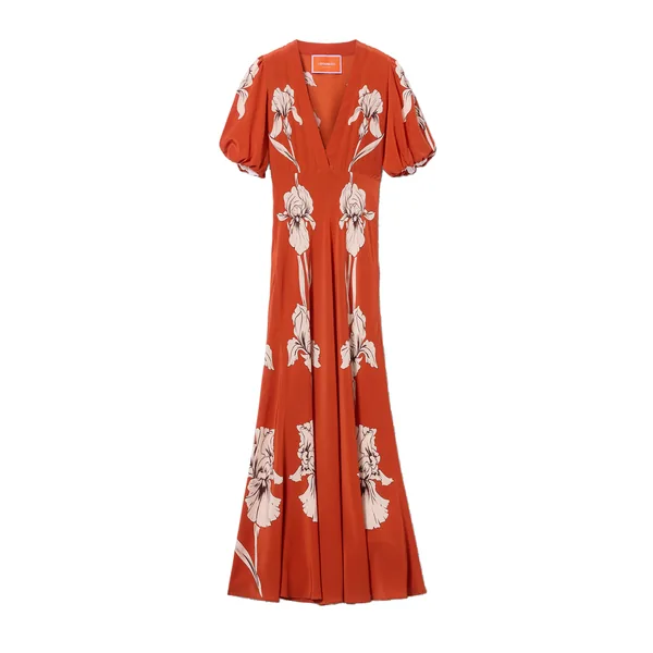 La Double J Marlene Dress in Iris Placée Dark Orange