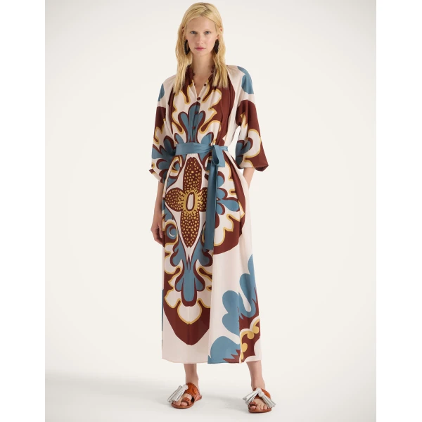 La Double J Midi Cerere Shirt Dress in Palazzo Placée Chocolate, view 2