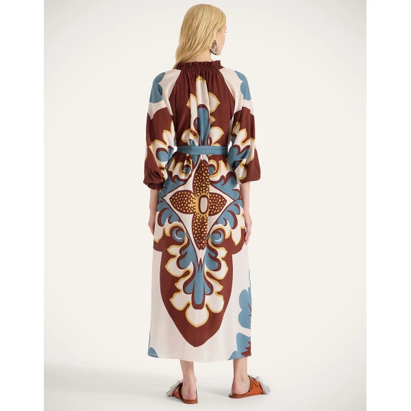 La Double J Midi Cerere Shirt Dress in Palazzo Placée Chocolate, view 3