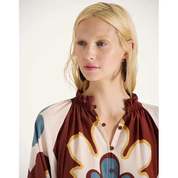 La Double J Midi Cerere Shirt Dress in Palazzo Placée Chocolate, view 4