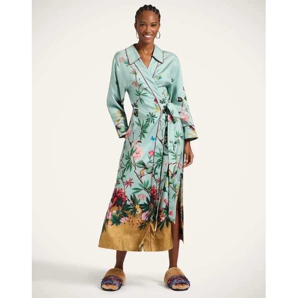 La Double J Midnight Dress in Zooflora Placée Light Blue, view 2