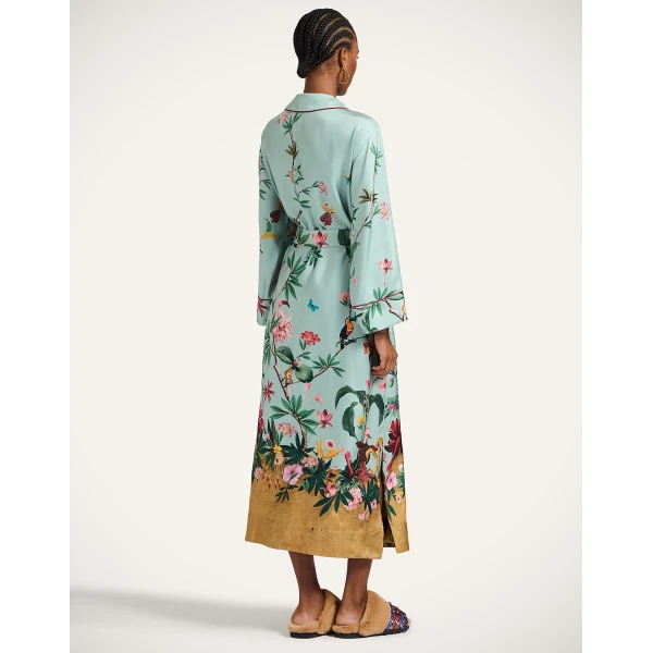 La Double J Midnight Dress in Zooflora Placée Light Blue, view 3