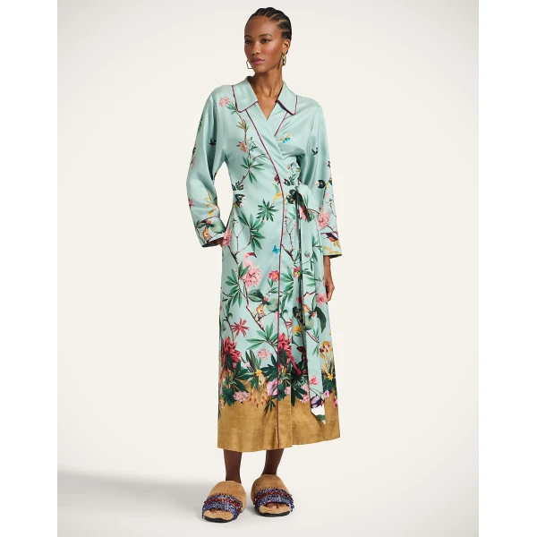 La Double J Midnight Dress in Zooflora Placée Light Blue, view 4