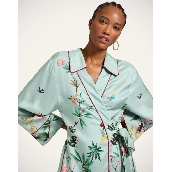 La Double J Midnight Dress in Zooflora Placée Light Blue, view 5