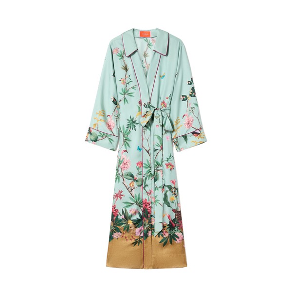 La Double J Midnight Dress in Zooflora Placée Light Blue