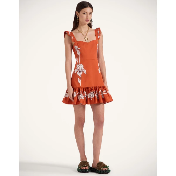 La Double J Mini Gingerbread Dress in Iris Placée Dark Orange, view 2