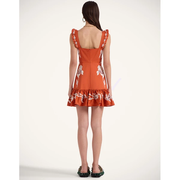 La Double J Mini Gingerbread Dress in Iris Placée Dark Orange, view 3