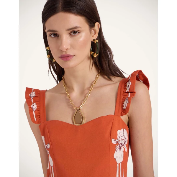 La Double J Mini Gingerbread Dress in Iris Placée Dark Orange, view 6