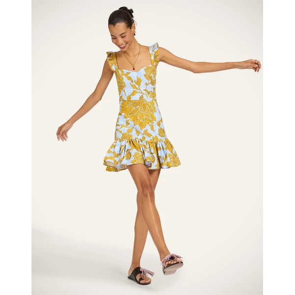 La Double J Mini Gingerbread Dress in Tangle Light Blue, view 4