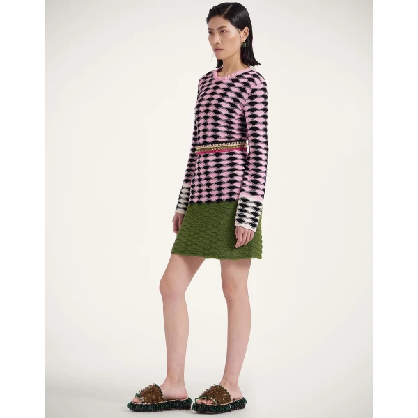 La Double J Mini Sunset Dress in Multicolor Pink & Green, view 2