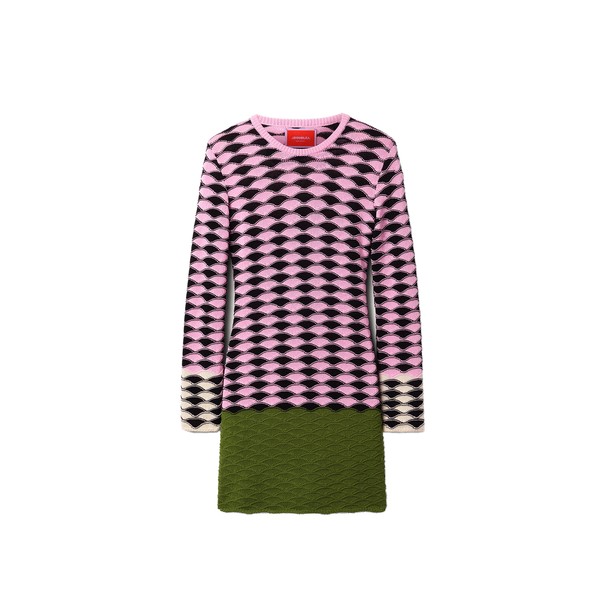 La Double J Mini Sunset Dress in Multicolor Pink & Green