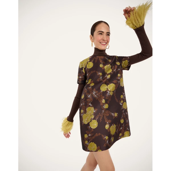 La Double J Mini Swing Dress in Devon Brown, view 5