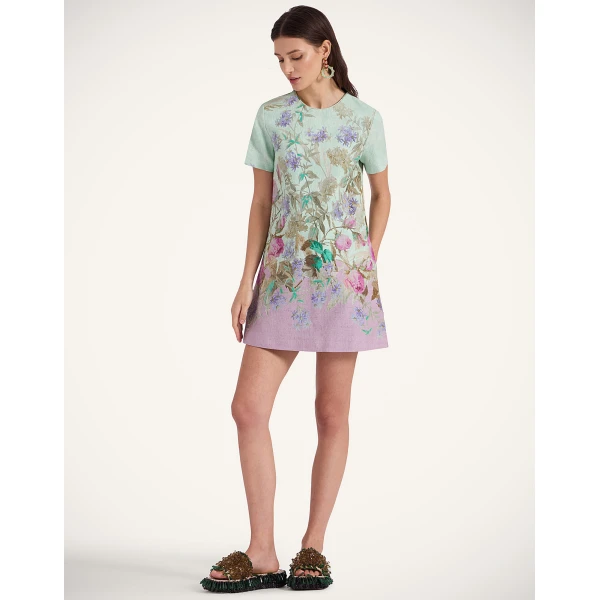 La Double J Mini Swing Dress in Heath Placée Mint, view 2