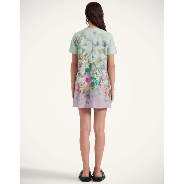La Double J Mini Swing Dress in Heath Placée Mint, view 3