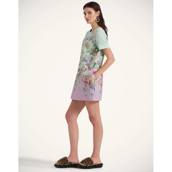 La Double J Mini Swing Dress in Heath Placée Mint, view 4