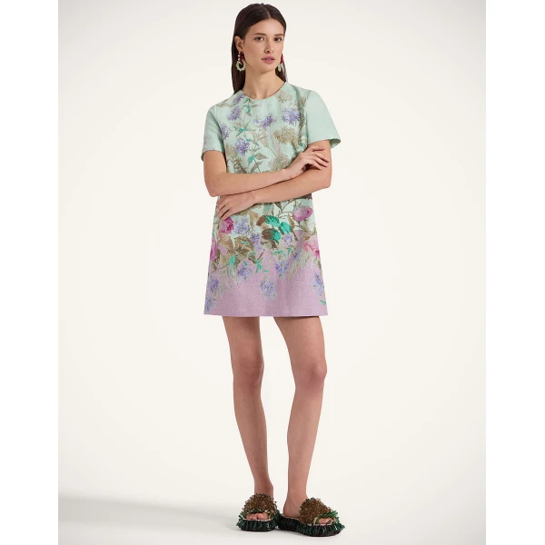 La Double J Mini Swing Dress in Heath Placée Mint, view 5